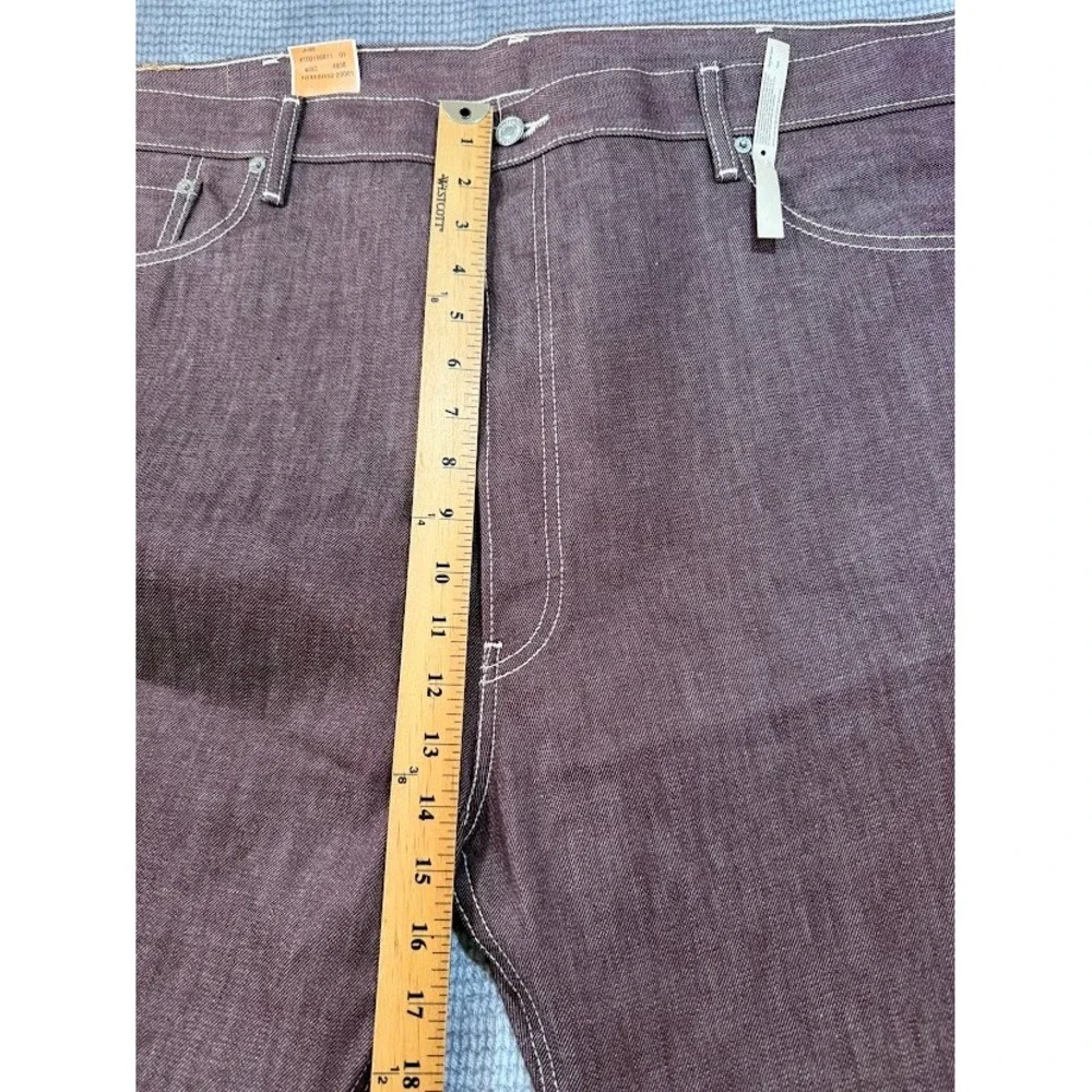 Levis 501 XX Original Fit Jeans Mens 44x34 Burgundy Brown White Stitch Denim NEW